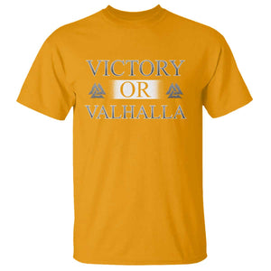 Viking T Shirt Victory Or Valhalla Norse Mythology TS09 Gold Print Your Wear