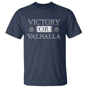 Viking T Shirt Victory Or Valhalla Norse Mythology TS09 Navy Print Your Wear