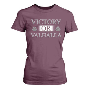 Viking T Shirt For Women Victory Or Valhalla Norse Mythology TS09 Maroon Print Your Wear