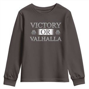 Viking Youth Sweatshirt Victory Or Valhalla Norse Mythology TS09 Dark Chocolate Print Your Wear