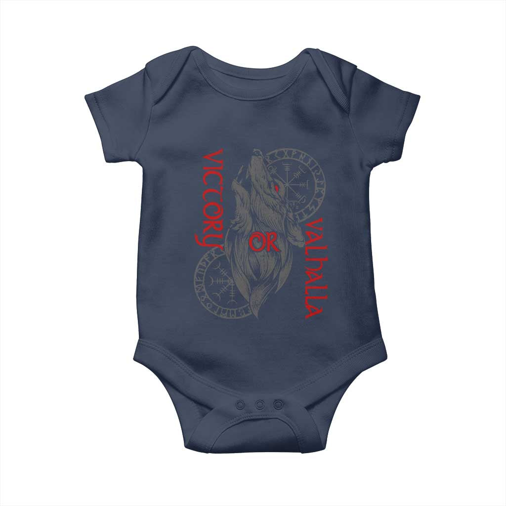 Viking Victory Or Valhalla Baby Onesie Norse Mythology TS09 Navy Print Your Wear