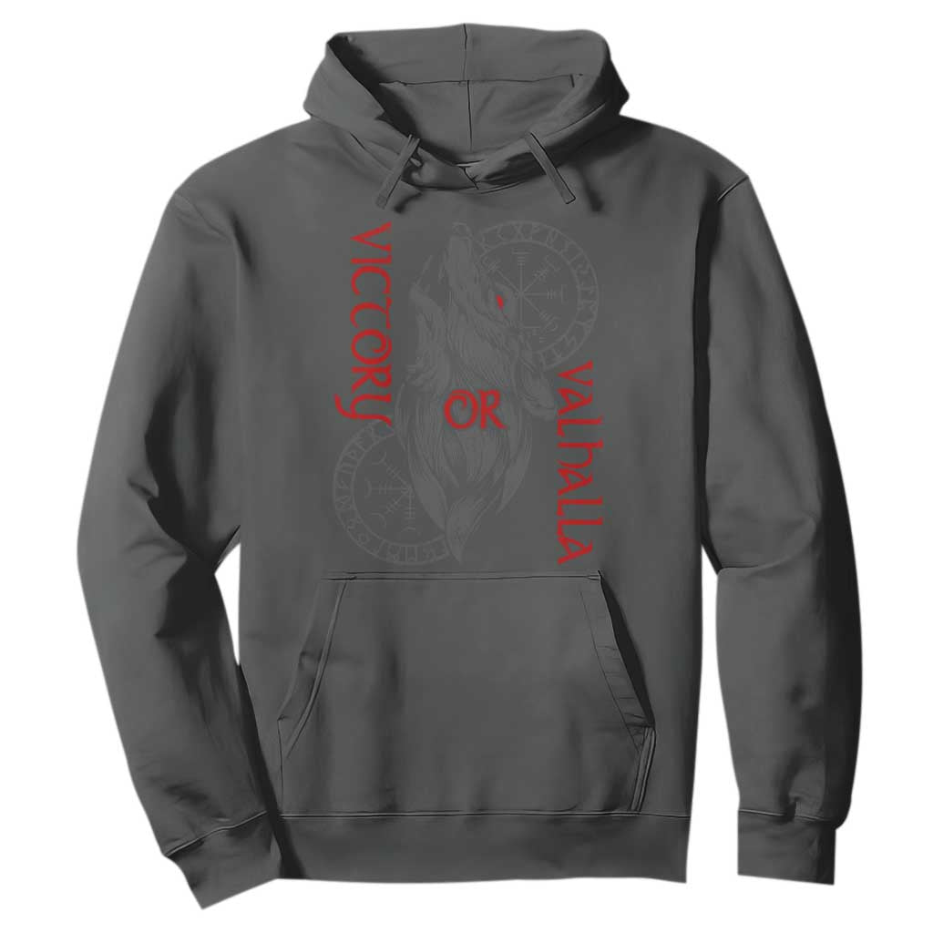 Viking Victory Or Valhalla Hoodie Norse Mythology TS09 Dark Heather Print Your Wear