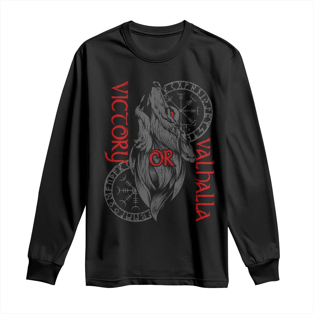 Viking Victory Or Valhalla Long Sleeve Shirt Norse Mythology TS09 Black Print Your Wear