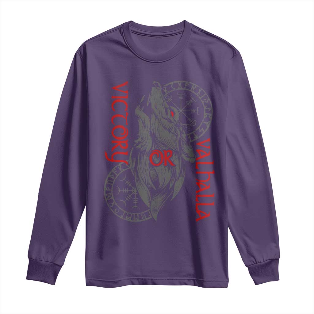 Viking Victory Or Valhalla Long Sleeve Shirt Norse Mythology TS09 Purple Print Your Wear