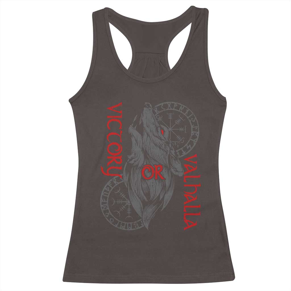 Viking Victory Or Valhalla Racerback Tank Top Norse Mythology TS09 Dark Chocolate Print Your Wear