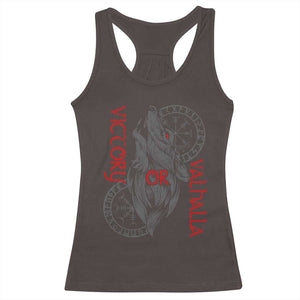 Viking Victory Or Valhalla Racerback Tank Top Norse Mythology TS09 Dark Chocolate Print Your Wear