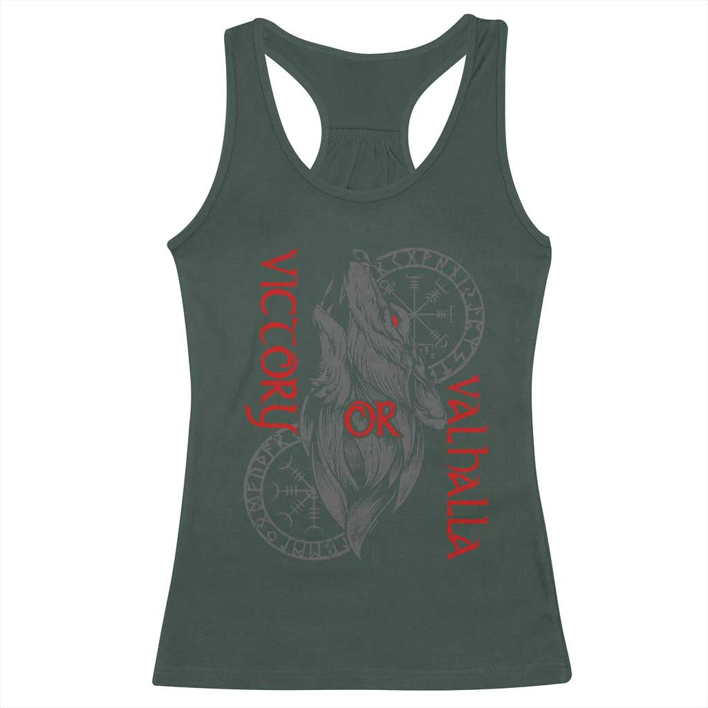 Viking Victory Or Valhalla Racerback Tank Top Norse Mythology TS09 Dark Forest Green Print Your Wear