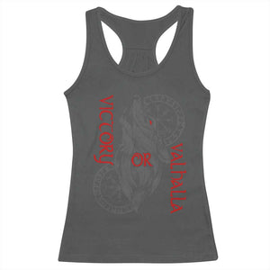 Viking Victory Or Valhalla Racerback Tank Top Norse Mythology TS09 Dark Heather Print Your Wear