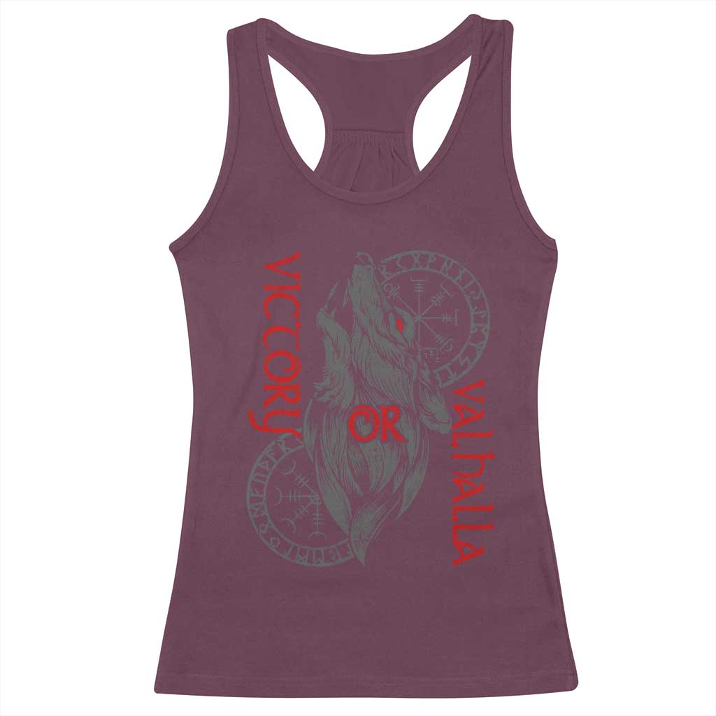 Viking Victory Or Valhalla Racerback Tank Top Norse Mythology TS09 Maroon Print Your Wear