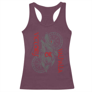 Viking Victory Or Valhalla Racerback Tank Top Norse Mythology TS09 Maroon Print Your Wear