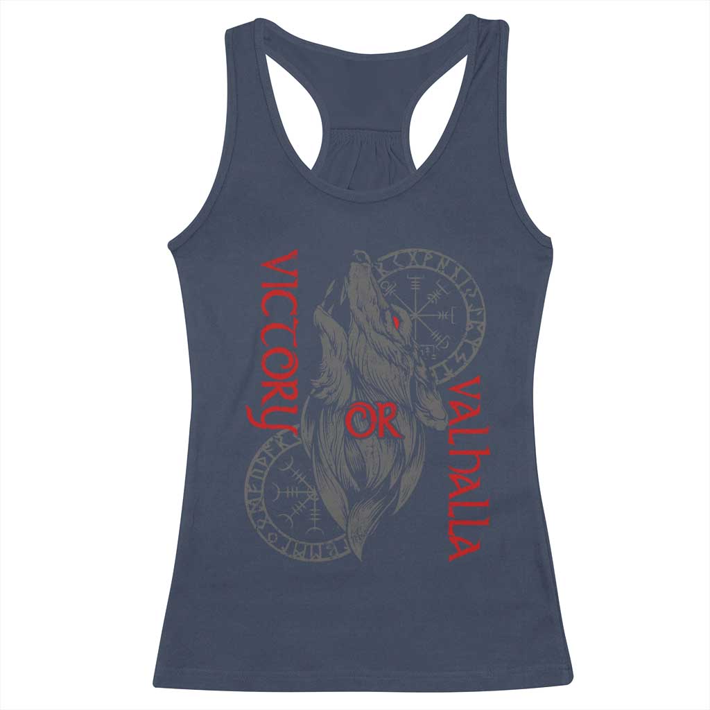 Viking Victory Or Valhalla Racerback Tank Top Norse Mythology TS09 Navy Print Your Wear