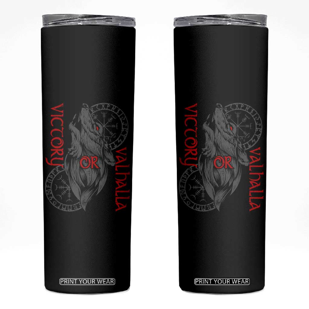 Viking Victory Or Valhalla Skinny Tumbler Norse Mythology TS09 Black Print Your Wear