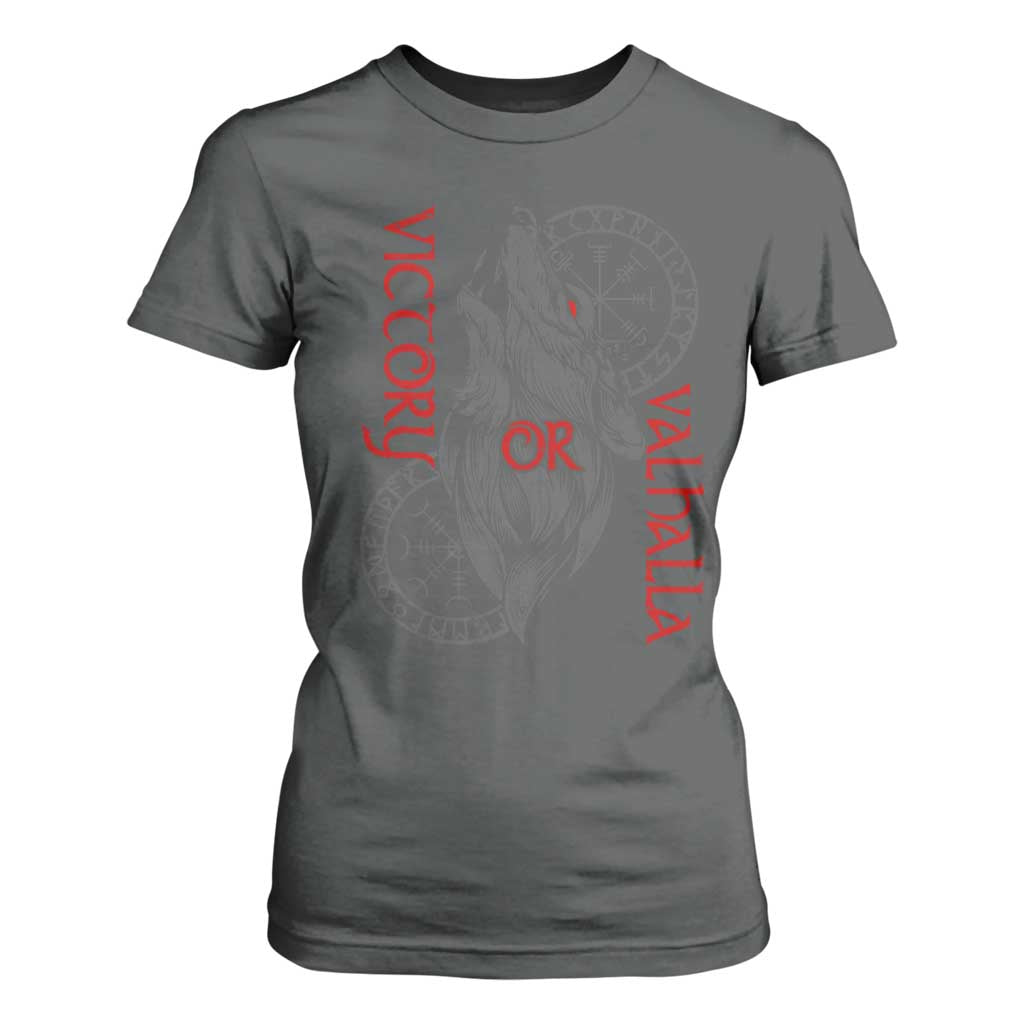 Viking Victory Or Valhalla T Shirt For Women Norse Mythology TS09 Dark Heather Print Your Wear