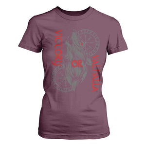 Viking Victory Or Valhalla T Shirt For Women Norse Mythology TS09 Maroon Print Your Wear