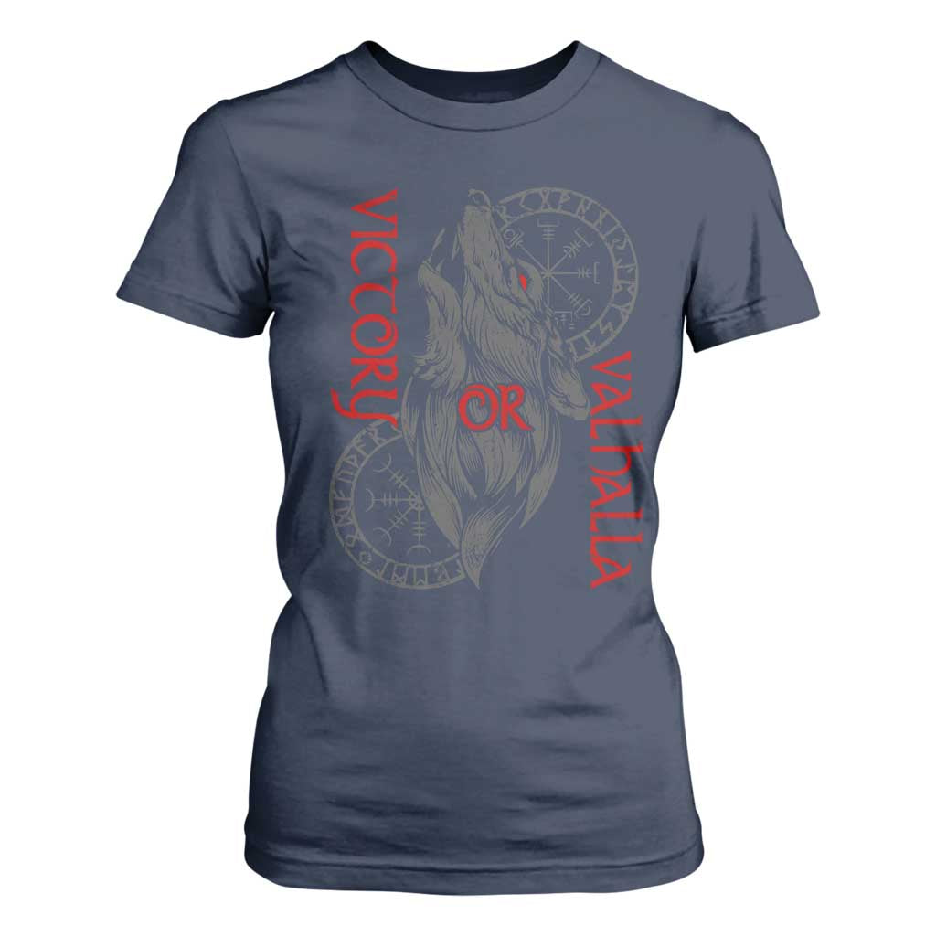 Viking Victory Or Valhalla T Shirt For Women Norse Mythology TS09 Navy Print Your Wear