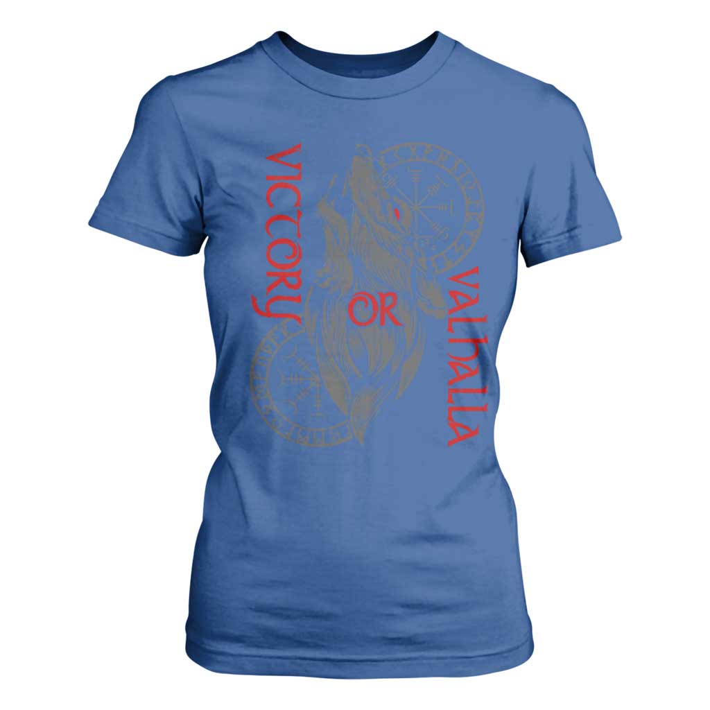 Viking Victory Or Valhalla T Shirt For Women Norse Mythology TS09 Royal Blue Print Your Wear