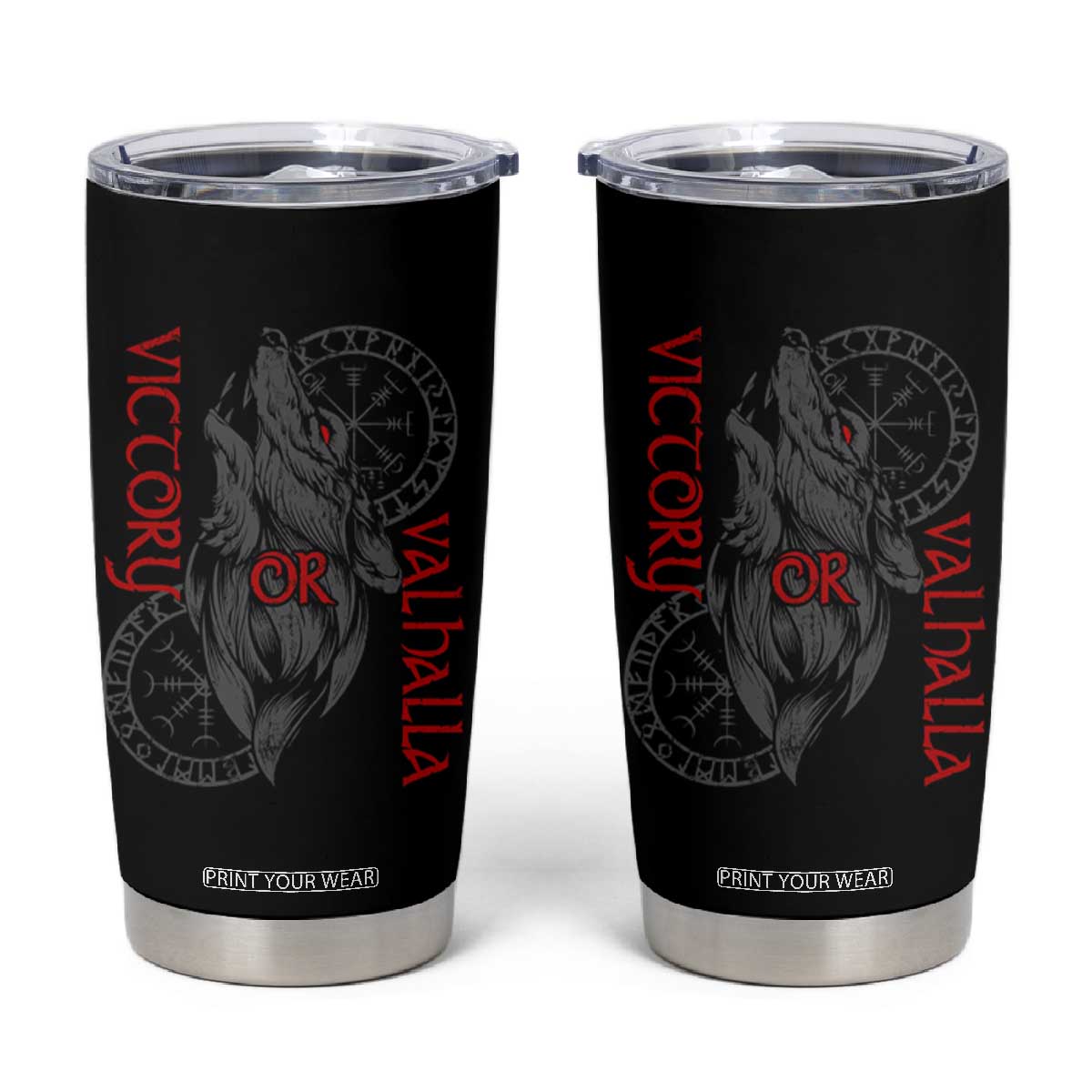 Viking Victory Or Valhalla Tumbler Cup Norse Mythology TS09 Black Print Your Wear