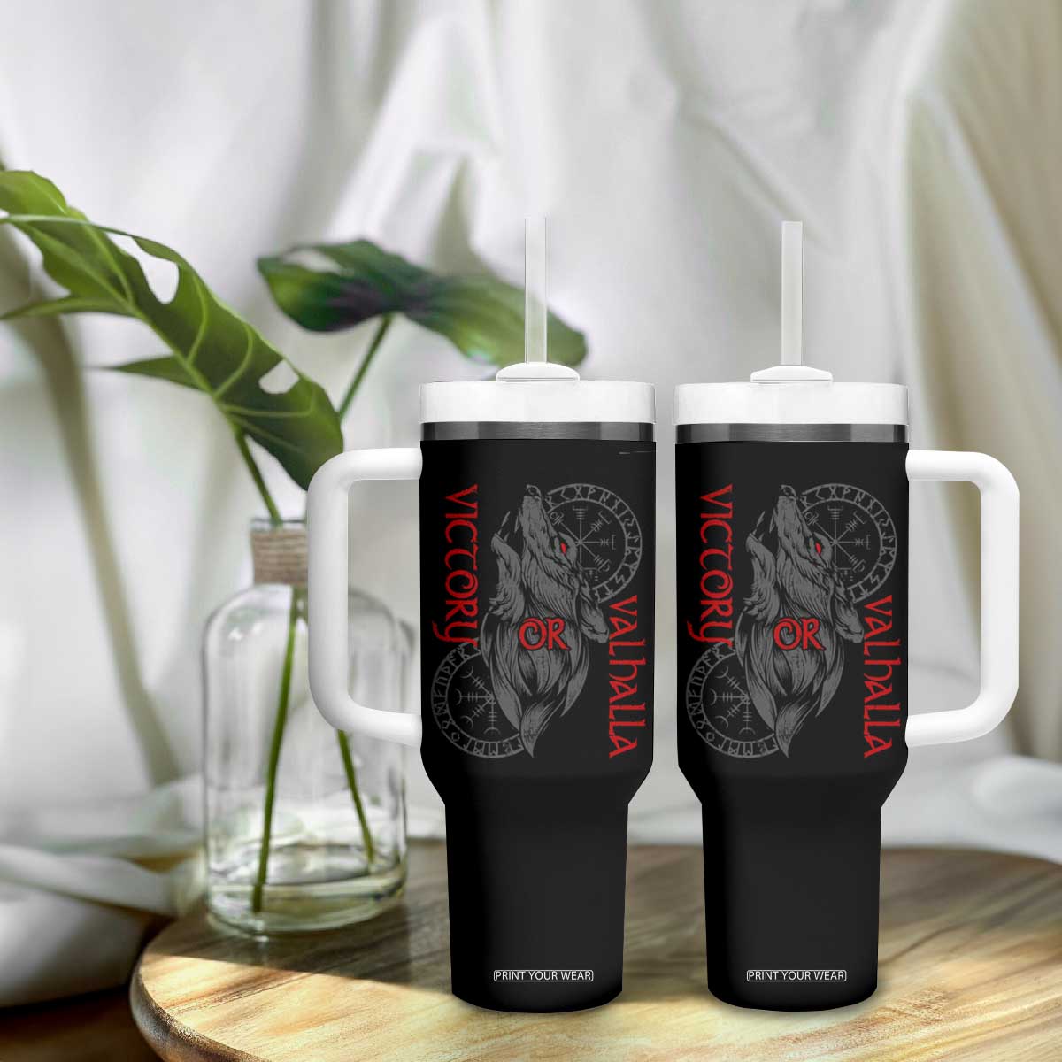 Viking Victory Or Valhalla Tumbler With Handle Norse Mythology TS09 Print Your Wear