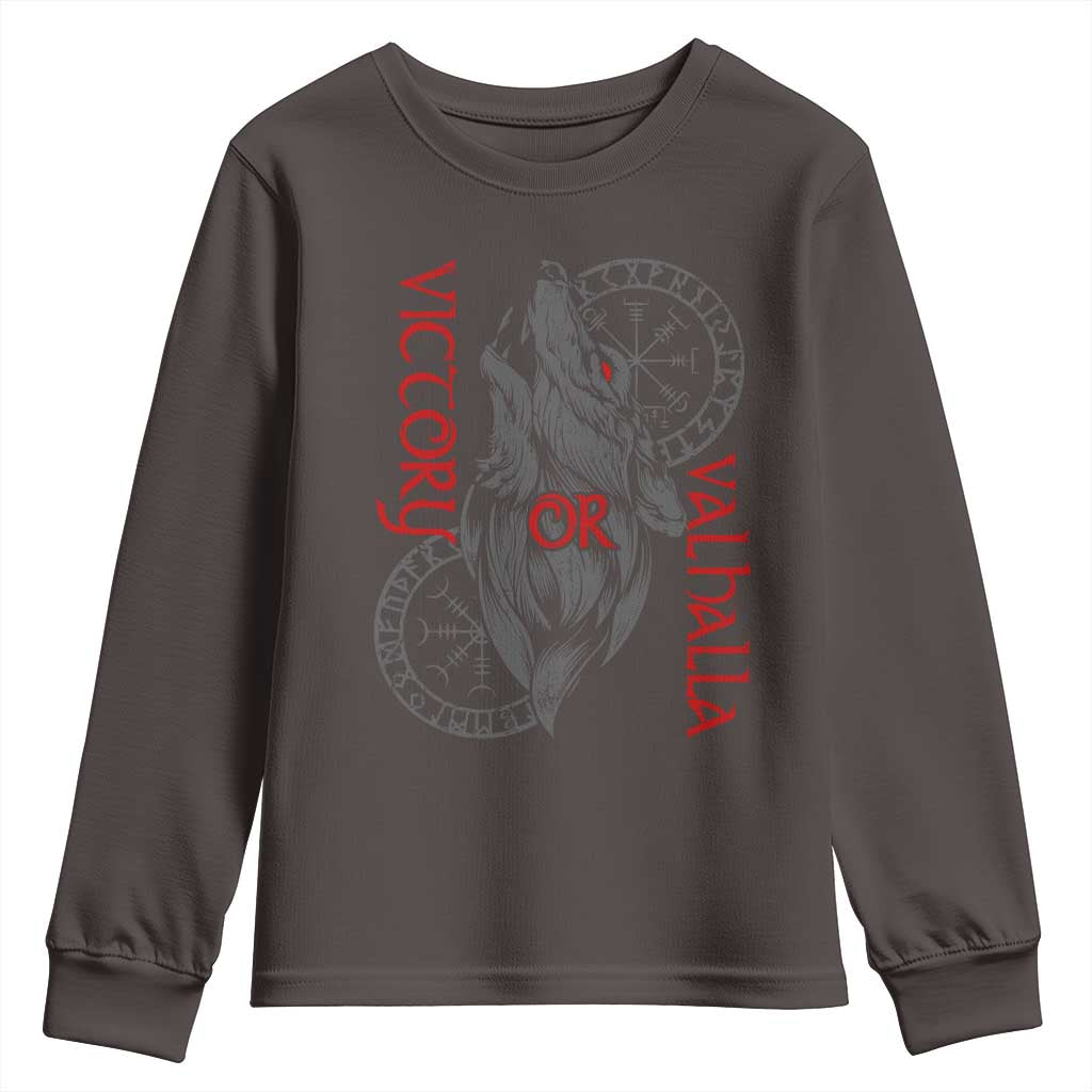 Viking Victory Or Valhalla Youth Sweatshirt Norse Mythology TS09 Dark Chocolate Print Your Wear