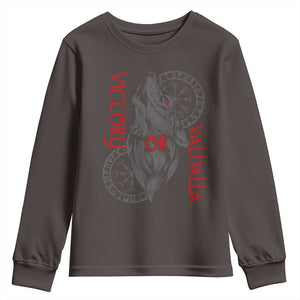 Viking Victory Or Valhalla Youth Sweatshirt Norse Mythology TS09 Dark Chocolate Print Your Wear