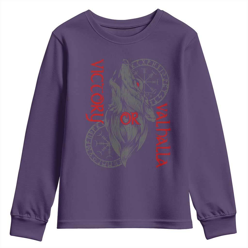 Viking Victory Or Valhalla Youth Sweatshirt Norse Mythology TS09 Purple Print Your Wear