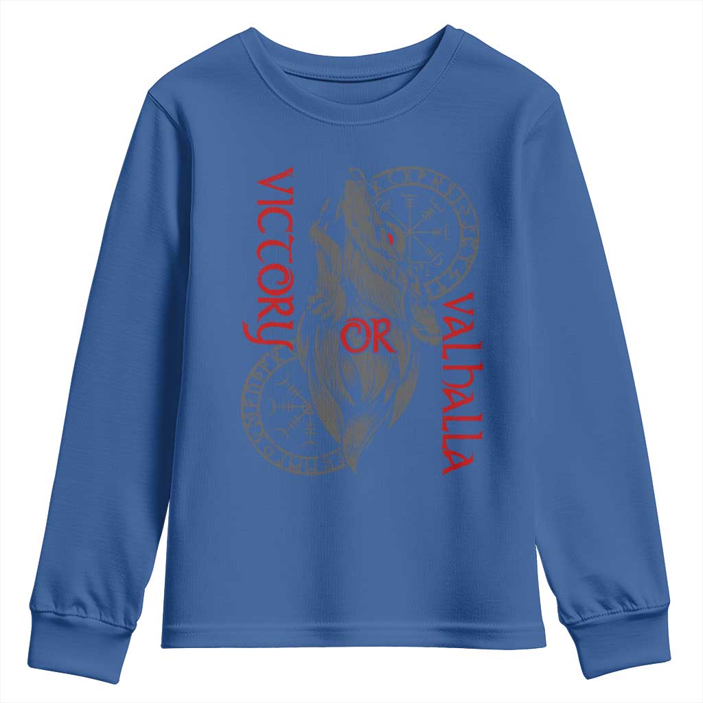 Viking Victory Or Valhalla Youth Sweatshirt Norse Mythology TS09 Royal Blue Print Your Wear
