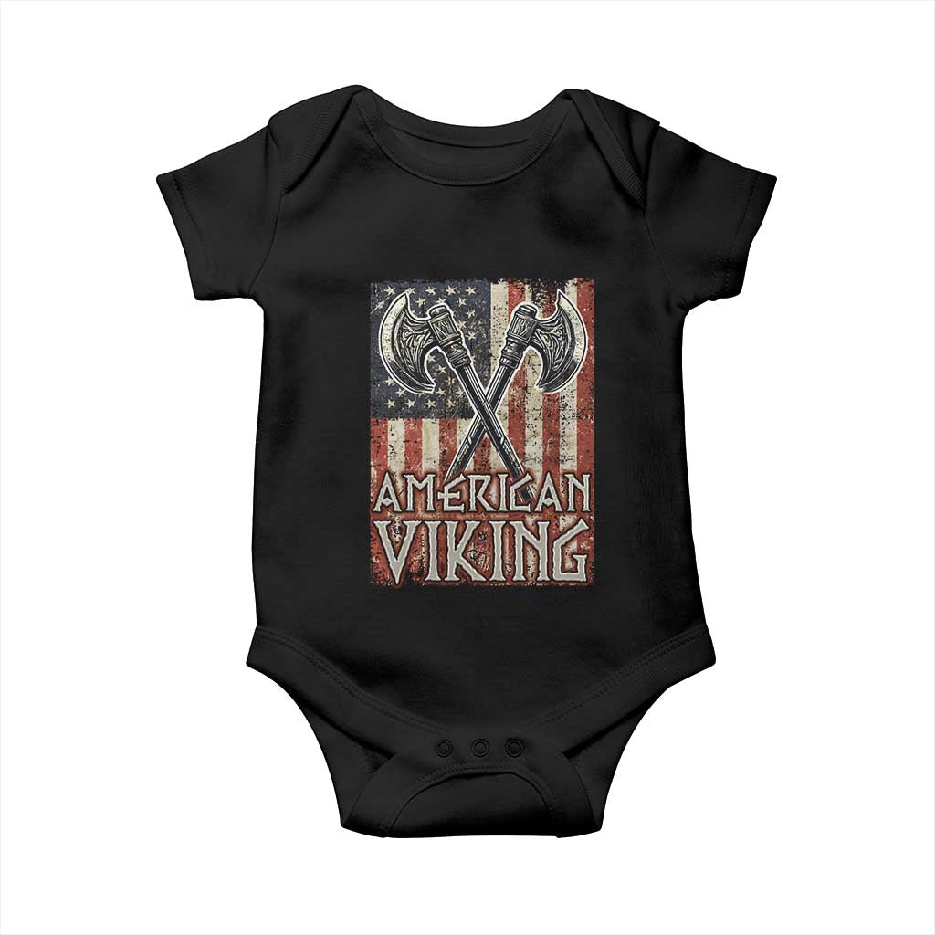 American Viking Baby Onesie American Flag Axe Norse Mythology TS09 Black Print Your Wear