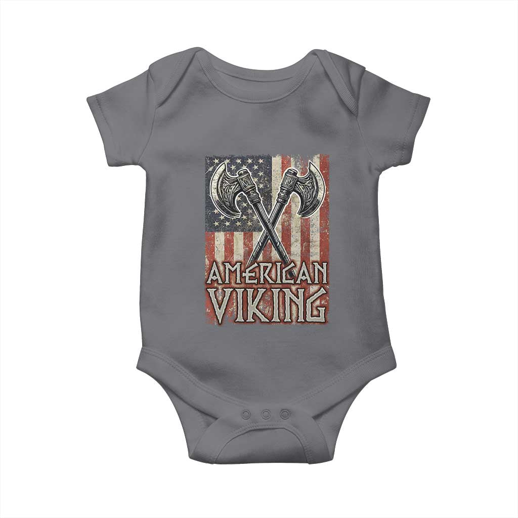 American Viking Baby Onesie American Flag Axe Norse Mythology TS09 Charcoal Print Your Wear