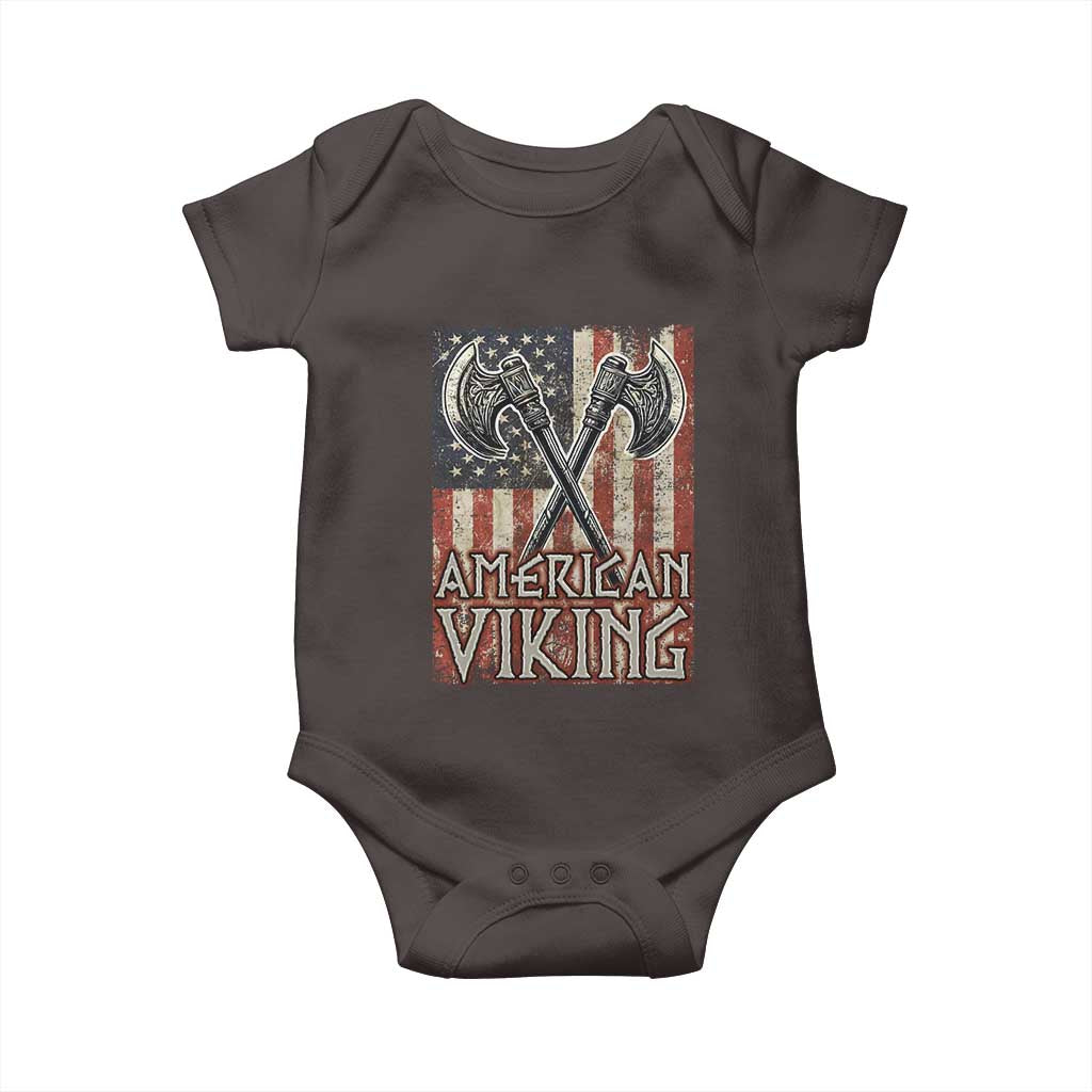 American Viking Baby Onesie American Flag Axe Norse Mythology TS09 Dark Chocolate Print Your Wear