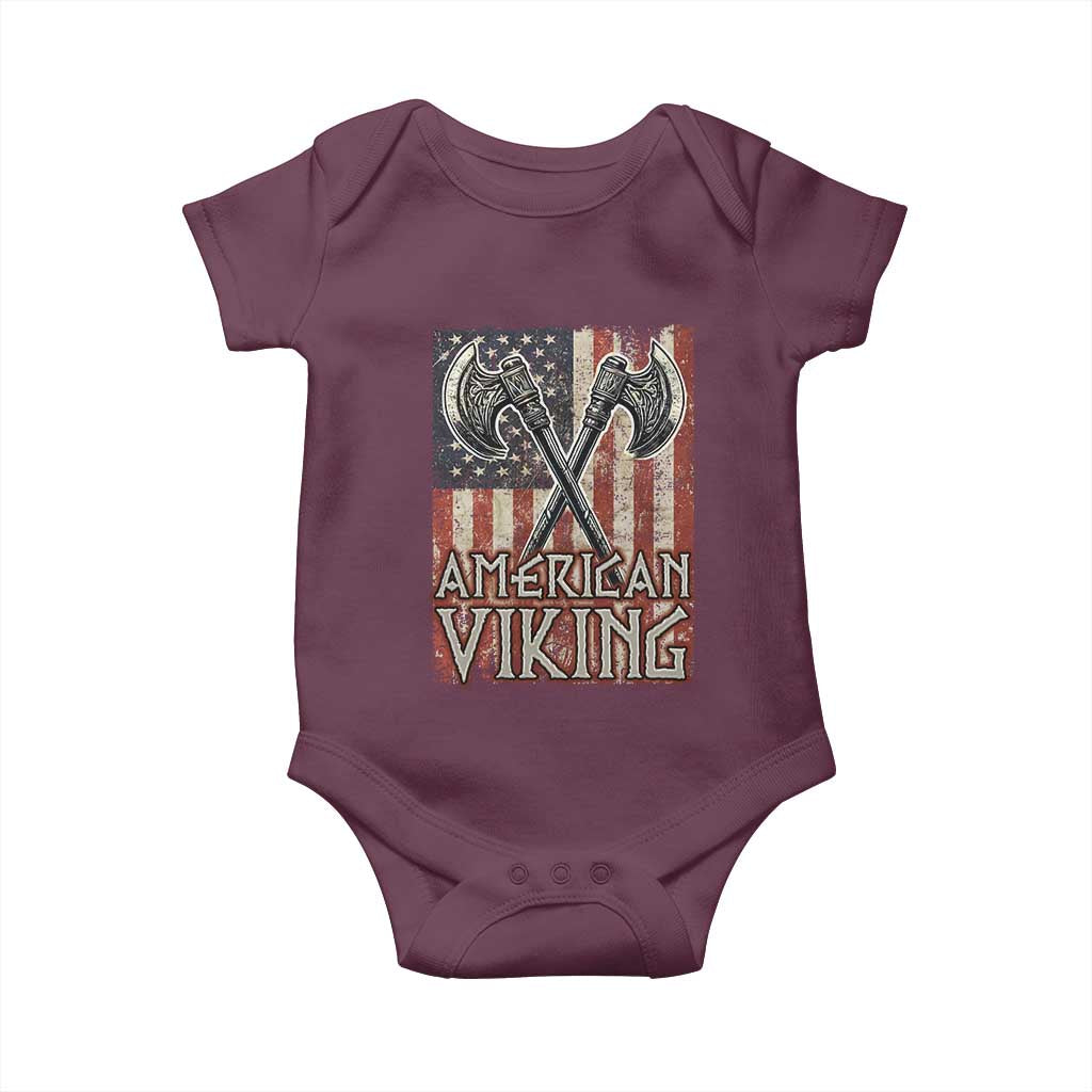 American Viking Baby Onesie American Flag Axe Norse Mythology TS09 Maroon Print Your Wear