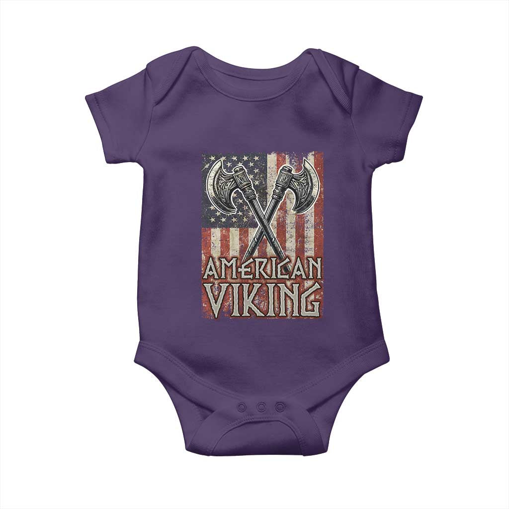 American Viking Baby Onesie American Flag Axe Norse Mythology TS09 Purple Print Your Wear