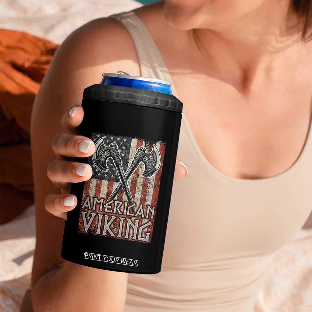 American Viking 4 in 1 Can Cooler Tumbler American Flag Axe Norse Mythology TS09 Print Your Wear