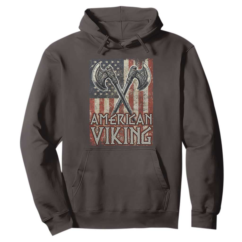 American Viking Hoodie American Flag Axe Norse Mythology TS09 Dark Chocolate Print Your Wear