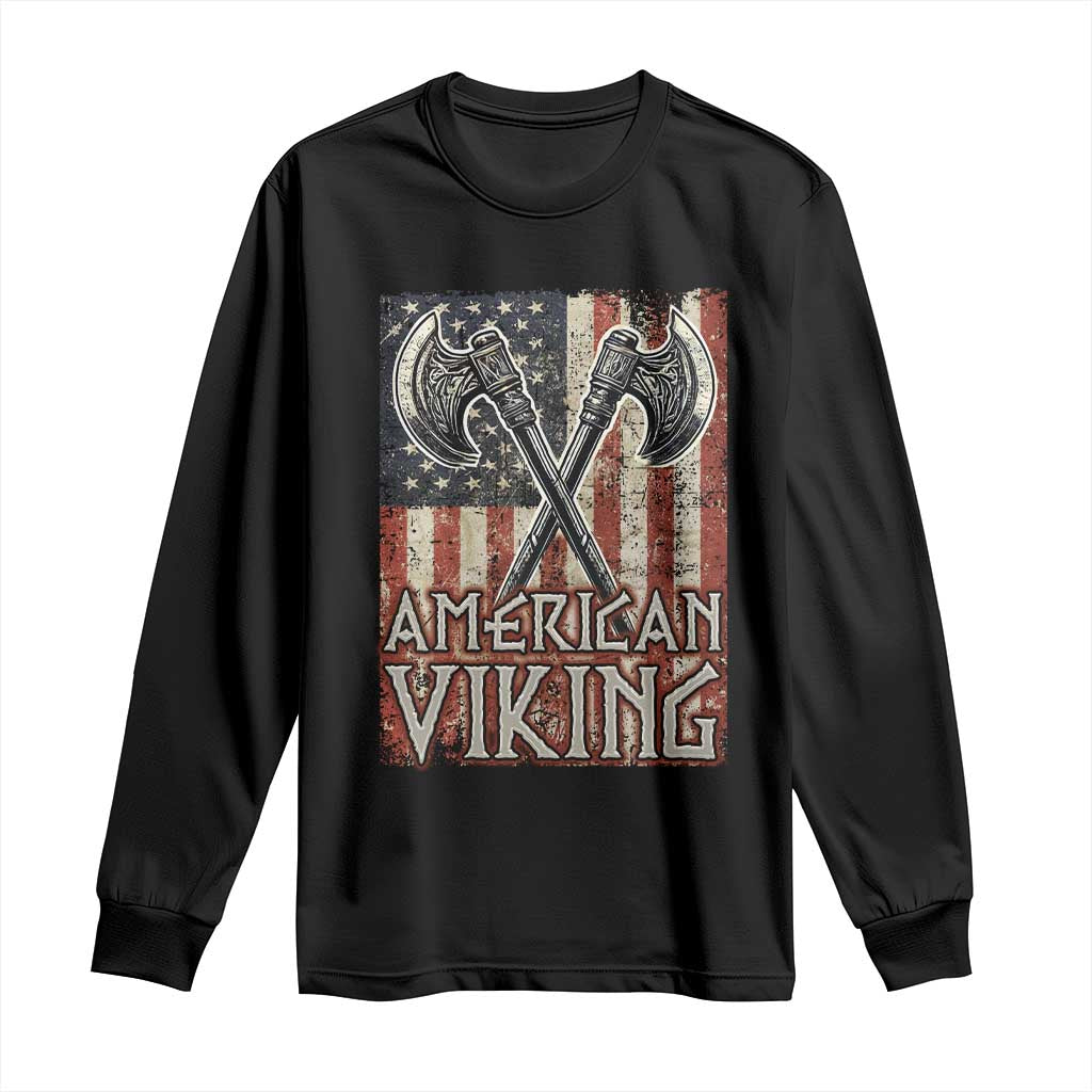 American Viking Long Sleeve Shirt American Flag Axe Norse Mythology TS09 Black Print Your Wear