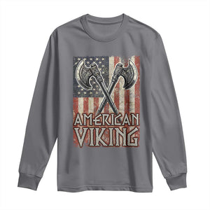 American Viking Long Sleeve Shirt American Flag Axe Norse Mythology TS09 Charcoal Print Your Wear