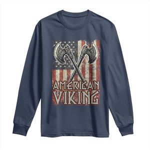American Viking Long Sleeve Shirt American Flag Axe Norse Mythology TS09 Navy Print Your Wear