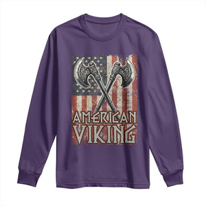 American Viking Long Sleeve Shirt American Flag Axe Norse Mythology TS09 Purple Print Your Wear