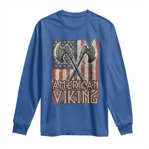 American Viking Long Sleeve Shirt American Flag Axe Norse Mythology TS09 Royal Blue Print Your Wear