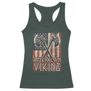 American Viking Racerback Tank Top American Flag Axe Norse Mythology TS09 Dark Forest Green Print Your Wear