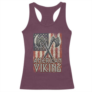 American Viking Racerback Tank Top American Flag Axe Norse Mythology TS09 Maroon Print Your Wear