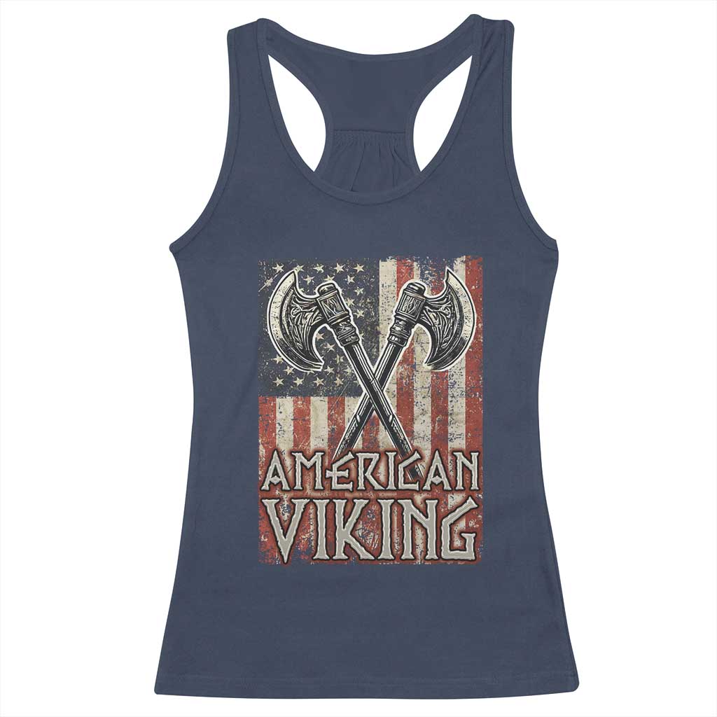 American Viking Racerback Tank Top American Flag Axe Norse Mythology TS09 Navy Print Your Wear