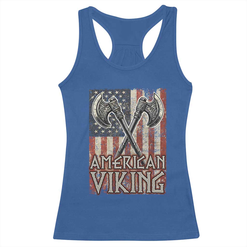 American Viking Racerback Tank Top American Flag Axe Norse Mythology TS09 Royal Blue Print Your Wear