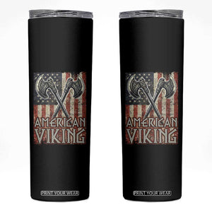 American Viking Skinny Tumbler American Flag Axe Norse Mythology TS09 Black Print Your Wear