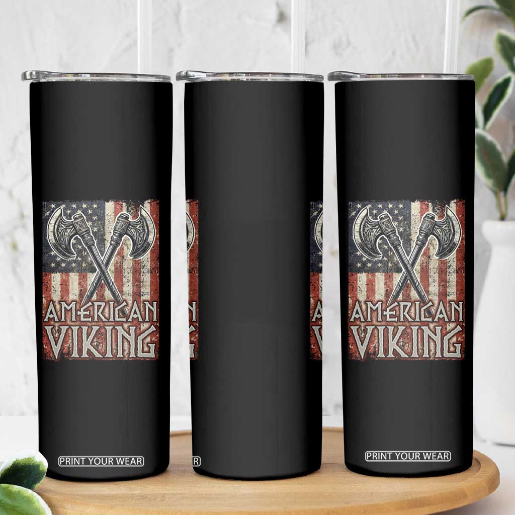 American Viking Skinny Tumbler American Flag Axe Norse Mythology TS09 Print Your Wear