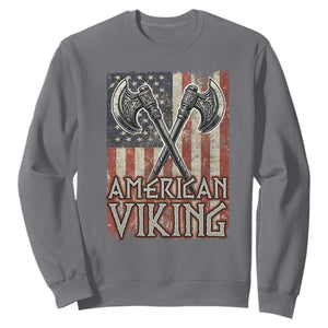 American Viking Sweatshirt American Flag Axe Norse Mythology TS09 Charcoal Print Your Wear