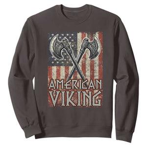 American Viking Sweatshirt American Flag Axe Norse Mythology TS09 Dark Chocolate Print Your Wear