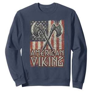 American Viking Sweatshirt American Flag Axe Norse Mythology TS09 Navy Print Your Wear