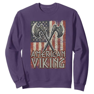 American Viking Sweatshirt American Flag Axe Norse Mythology TS09 Purple Print Your Wear