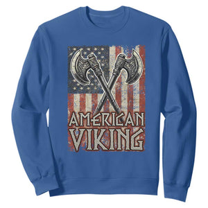 American Viking Sweatshirt American Flag Axe Norse Mythology TS09 Royal Blue Print Your Wear