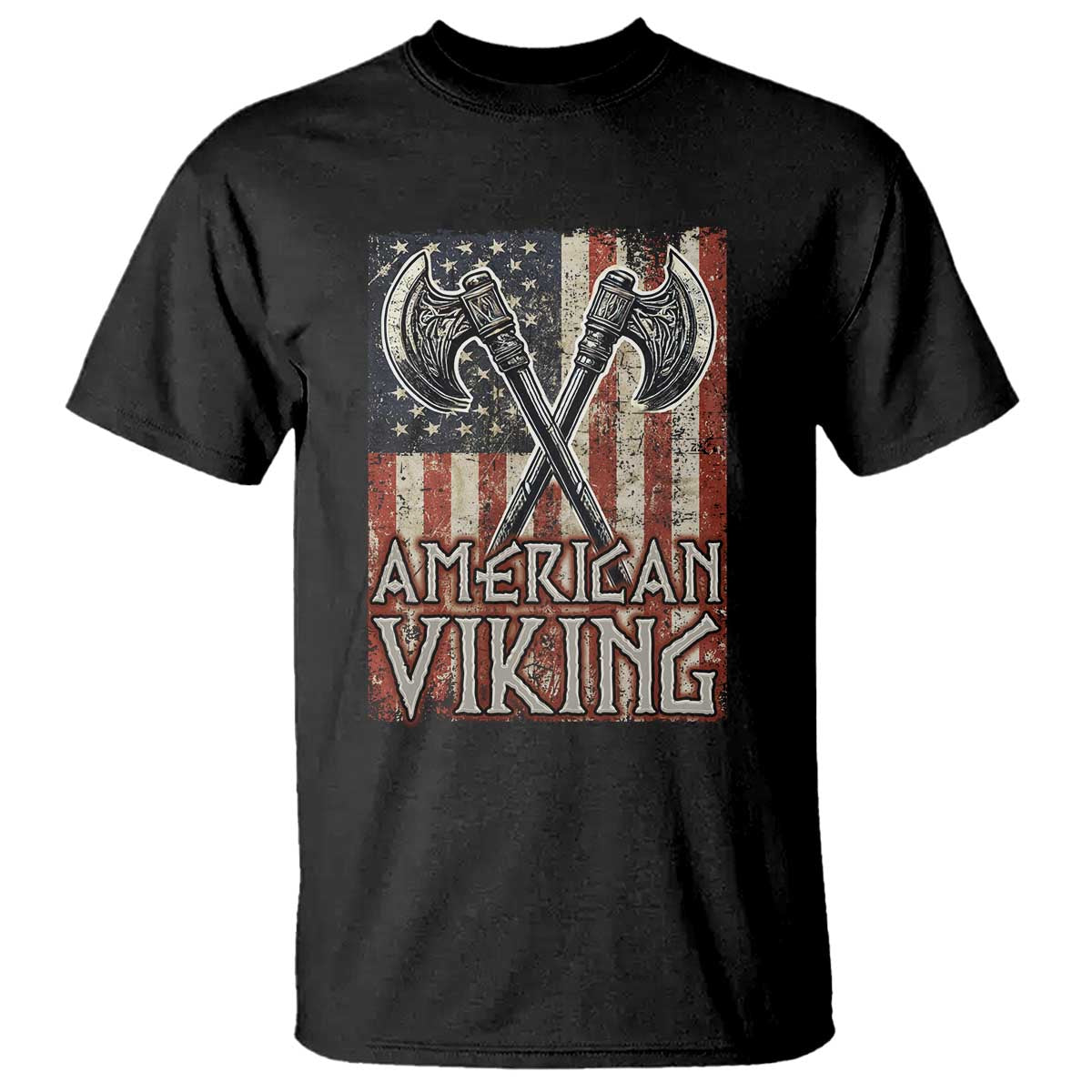 American Viking T Shirt American Flag Axe Norse Mythology TS09 Black Print Your Wear